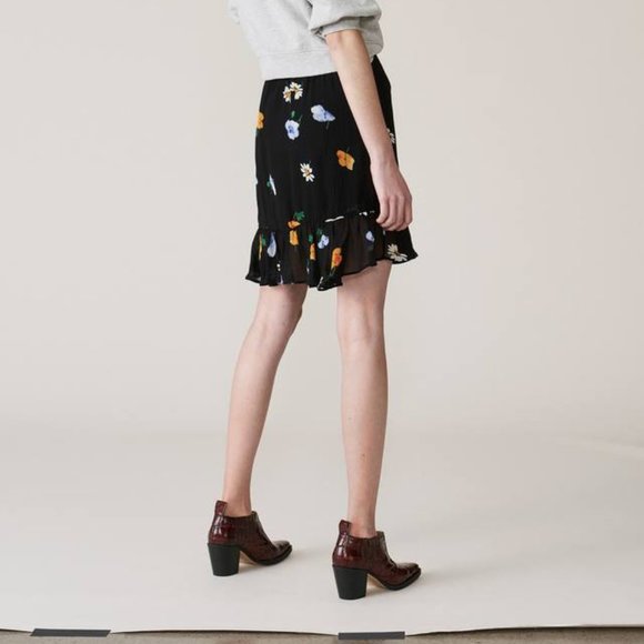 GANNI Dainty Georgette Mini Skirt In Black Size 34 - Picture 2 of 6